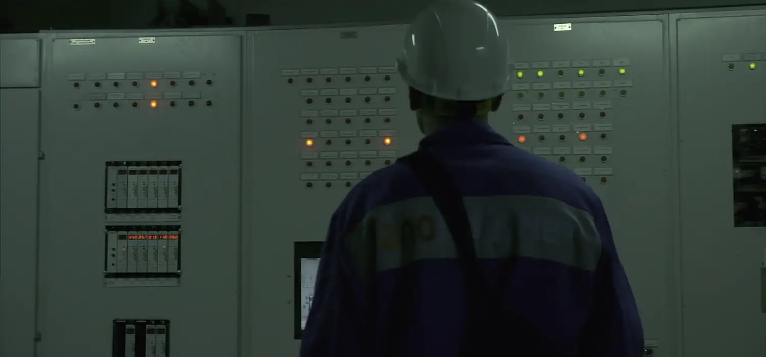 Techniker an einer gewerblichen Elektroanlage