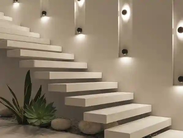 Treppe mit dezenten Lampen
